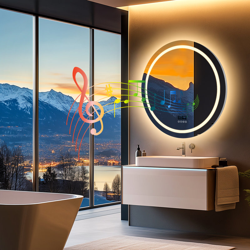 Wall mirror with bluetooth speaker store